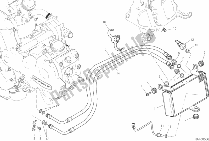 Todas as partes de Radiador De óleo do Ducati Multistrada 1200 Enduro Thailand 2016